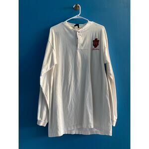 TSI IU Indiana University Hoosiers Logo Long Sleeve White Henley Shirt Men's L